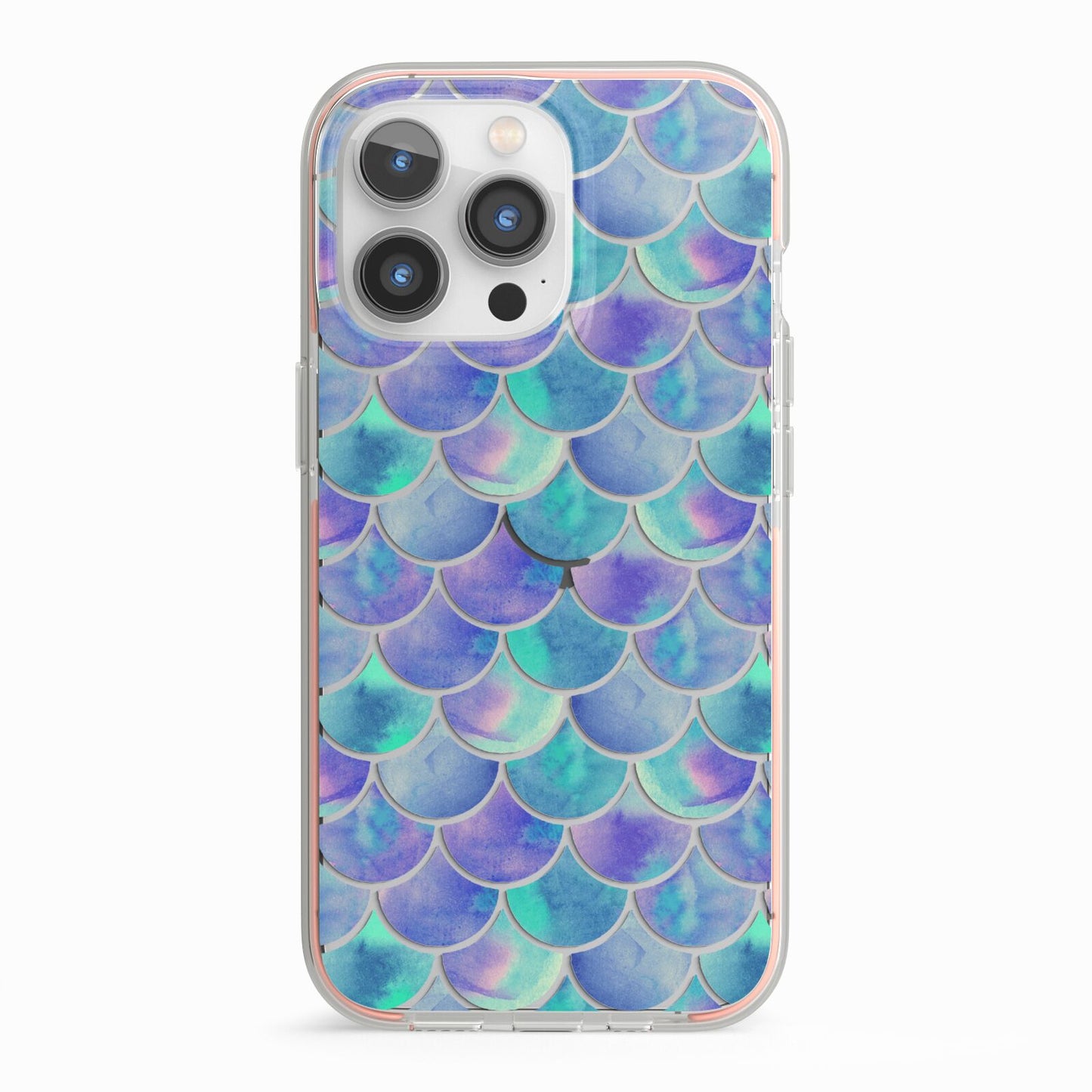 Iridescent Mermaid Scales iPhone 13 Pro TPU Impact Case with Pink Edges