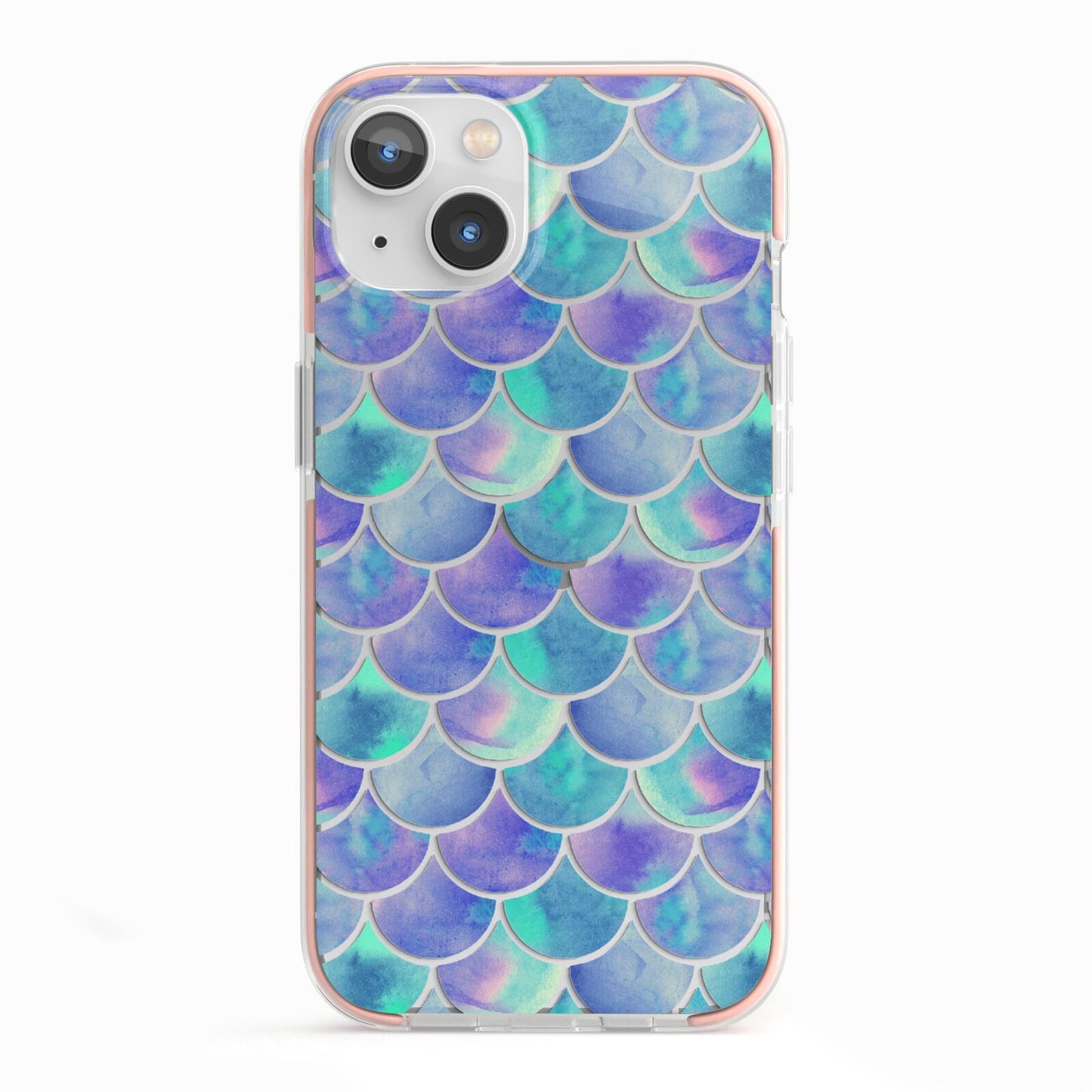 Iridescent Mermaid Scales iPhone 13 TPU Impact Case with Pink Edges