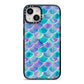 Iridescent Mermaid Scales iPhone 14 Black Impact Case on Silver phone