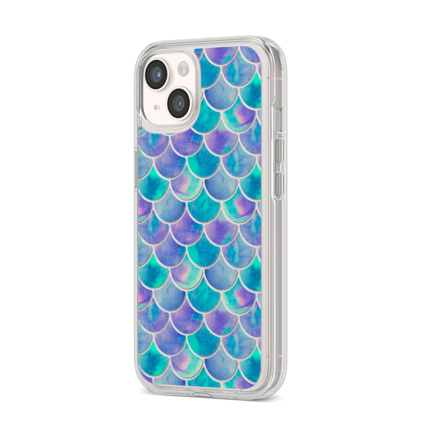 Iridescent Mermaid Scales iPhone 14 Clear Tough Case Starlight Angled Image