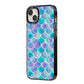 Iridescent Mermaid Scales iPhone 14 Plus Black Impact Case Side Angle on Silver phone