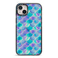 Iridescent Mermaid Scales iPhone 14 Plus Black Impact Case on Silver phone