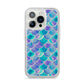 Iridescent Mermaid Scales iPhone 14 Pro Glitter Tough Case Silver