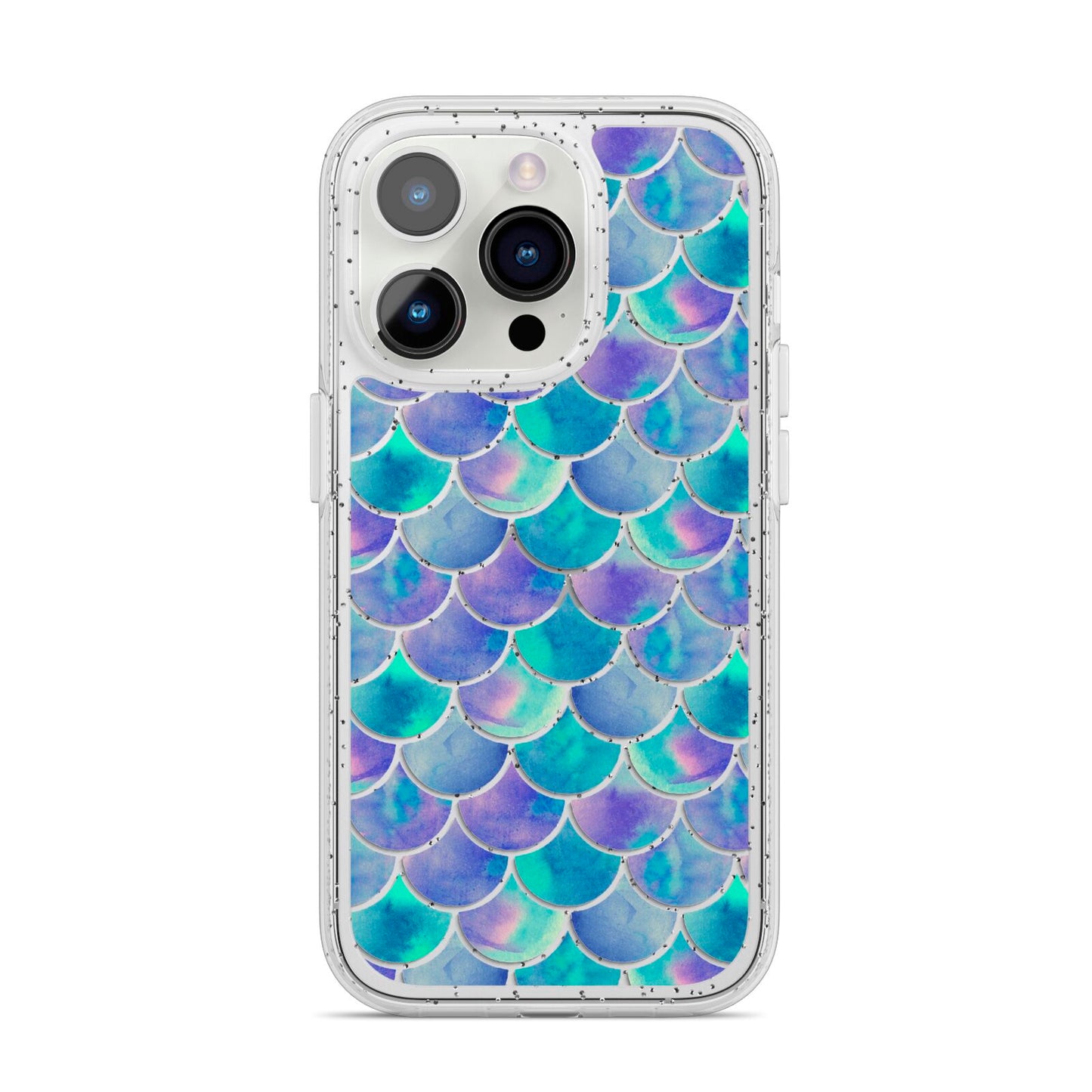 Iridescent Mermaid Scales iPhone 14 Pro Glitter Tough Case Silver