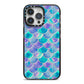 Iridescent Mermaid Scales iPhone 14 Pro Max Black Impact Case on Silver phone