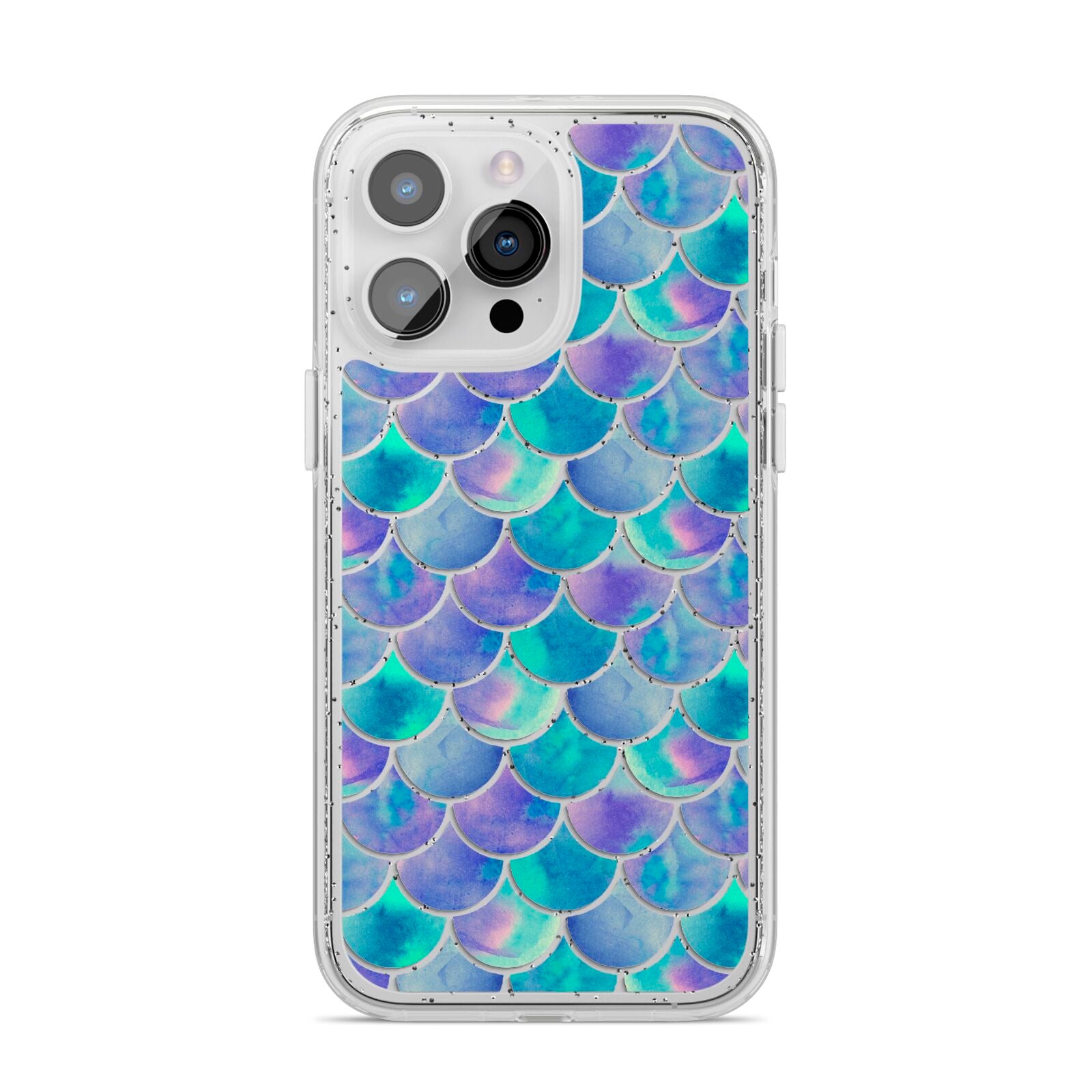 Iridescent Mermaid Scales iPhone 14 Pro Max Glitter Tough Case Silver