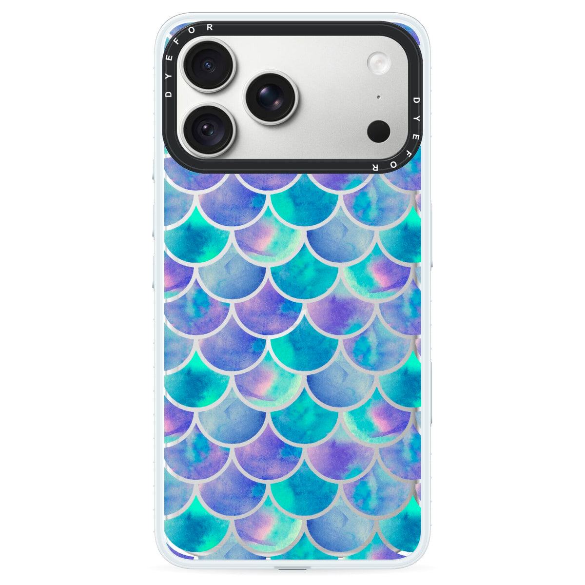 Iridescent Mermaid Scales iPhone 18 Pro Max Black Impact Pre order Case on Silver phone