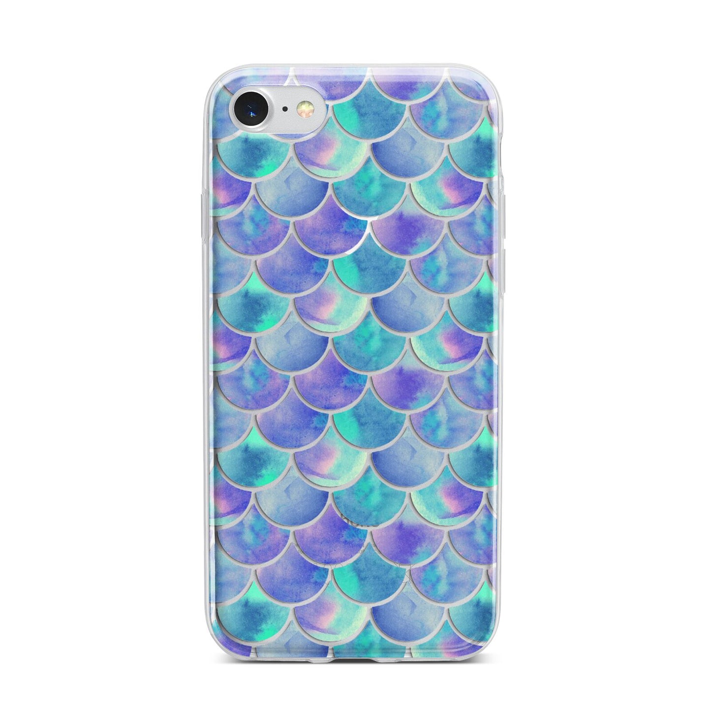Iridescent Mermaid Scales iPhone 7 Bumper Case on Silver iPhone