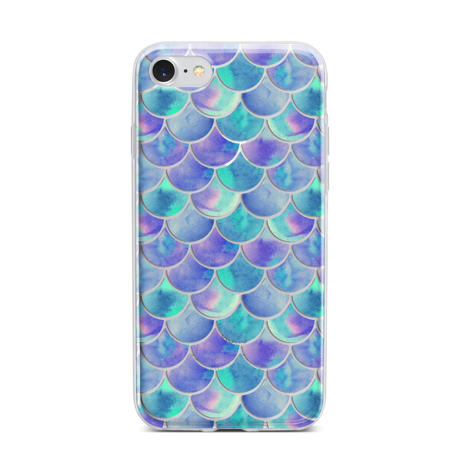 Iridescent Mermaid Scales iPhone 7 Bumper Case on Silver iPhone