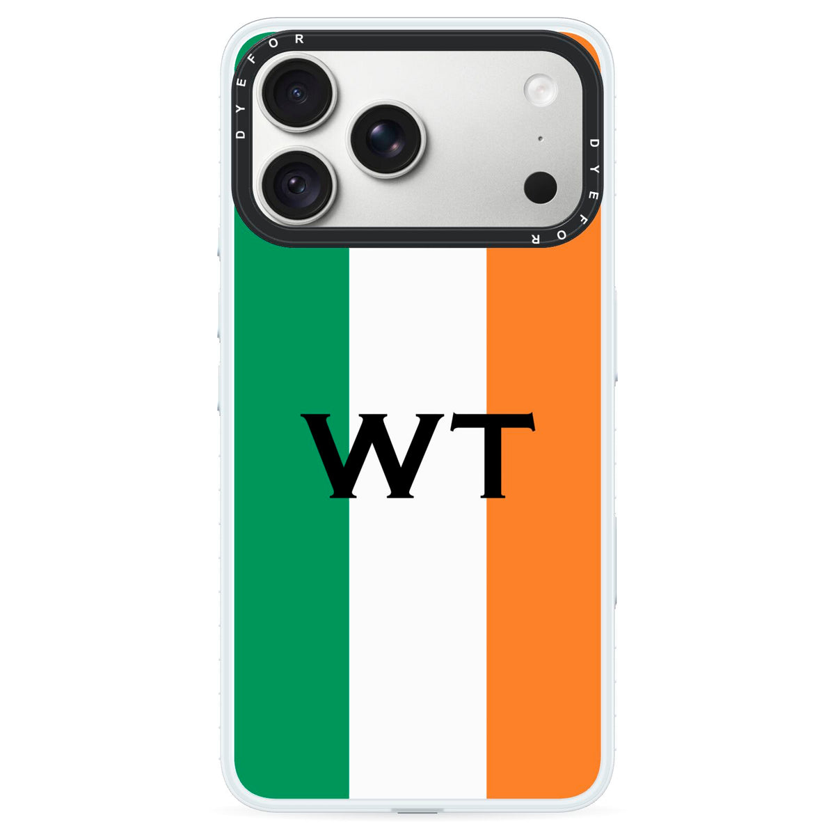 Irish Colours Personalised Initials iPhone 18 Pro Max Black Impact Pre order Case on Silver phone