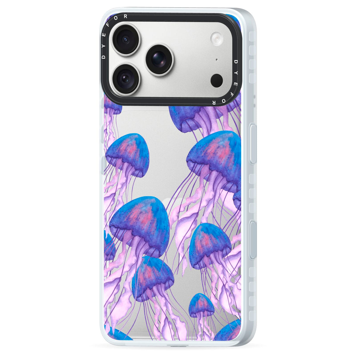 Jellyfish iPhone 18 Pro Black Impact Pre order Case Side Angle on Silver phone