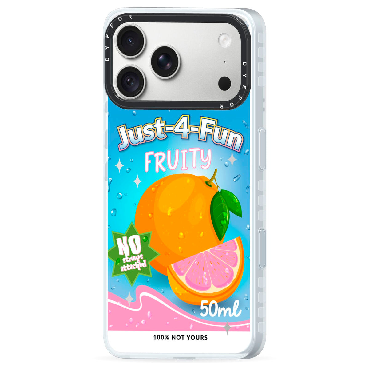 Just 4 Fun iPhone 18 Pro Black Impact Pre order Case Side Angle on Silver phone