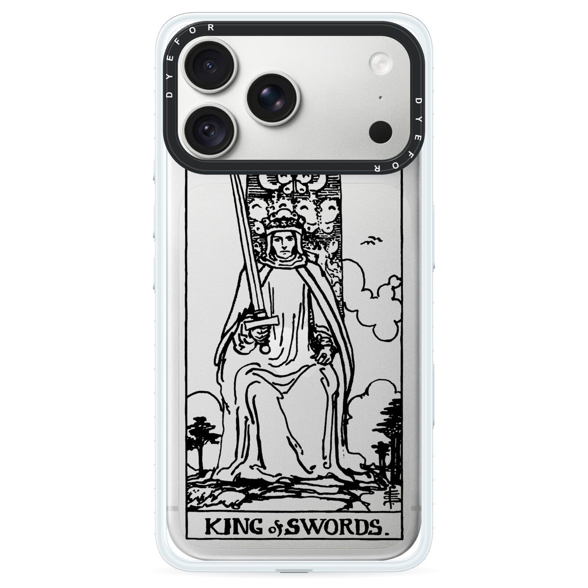 King of Swords Monochrome iPhone 18 Pro Max Black Impact Pre order Case on Silver phone