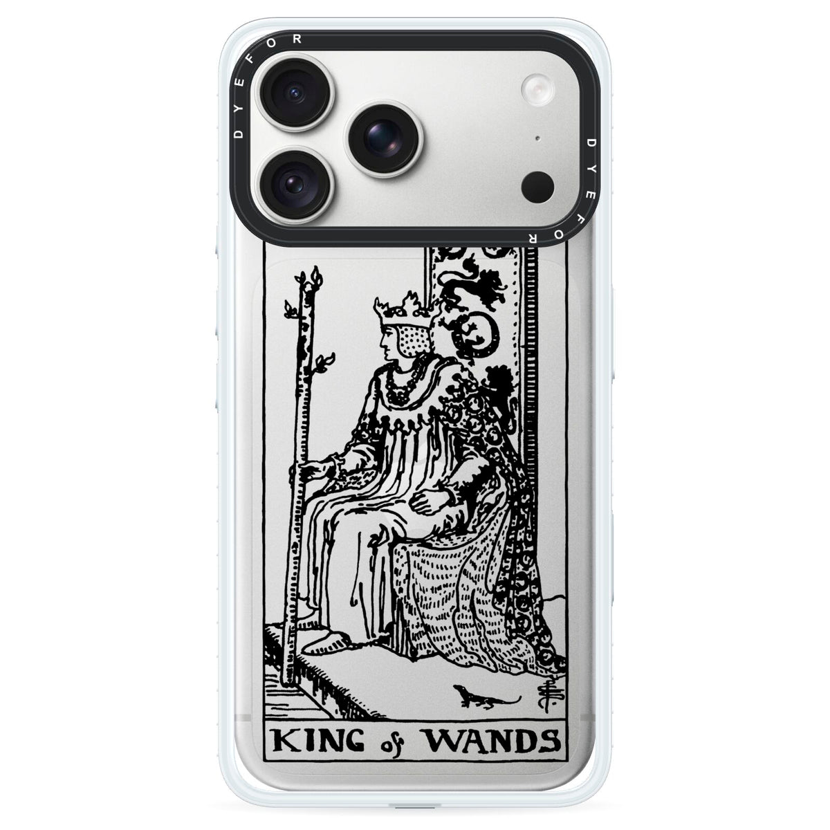 King of Wands Monochrome iPhone 18 Pro Black Impact Pre order Case on Silver phone
