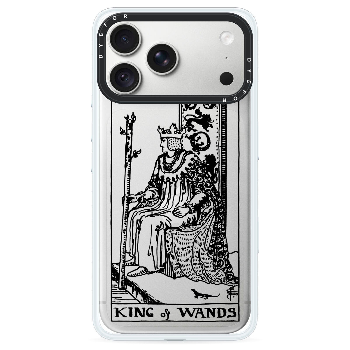 King of Wands Monochrome iPhone 18 Pro Max Black Impact Pre order Case on Silver phone