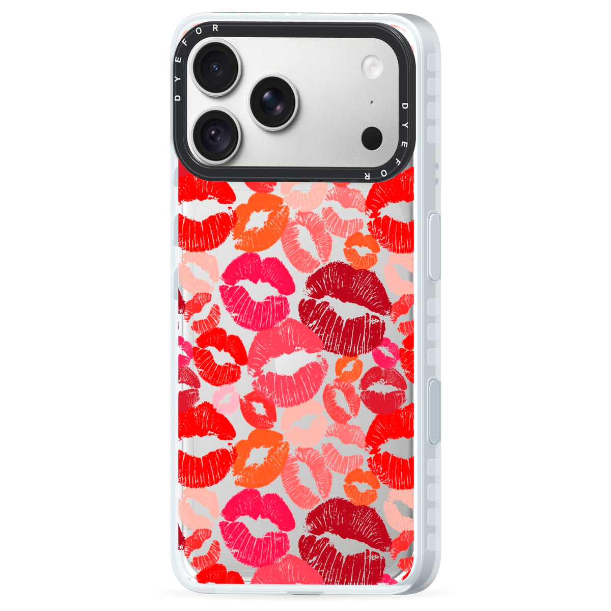 Kiss Print iPhone 18 Pro Black Impact Pre order Case Side Angle on Silver phone
