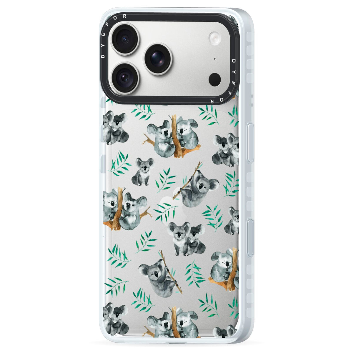 Koala Bear iPhone 18 Pro Max Black Impact Pre order Case Side Angle on Silver phone