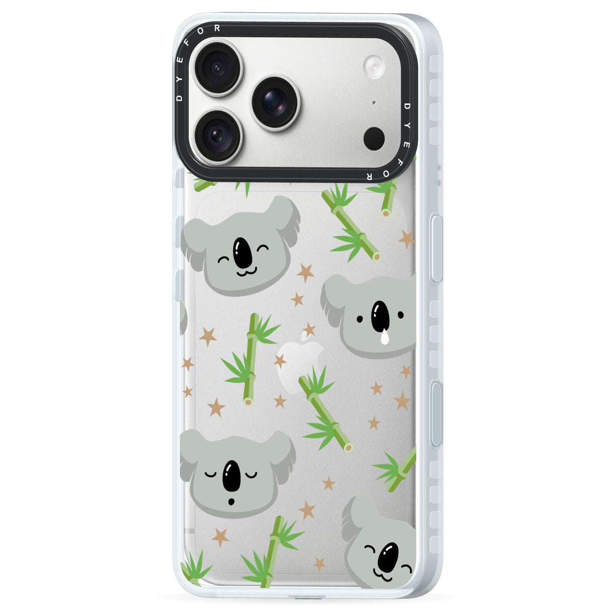 Koala Faces with Transparent Background iPhone 18 Pro Max Black Impact Pre order Case Side Angle on Silver phone