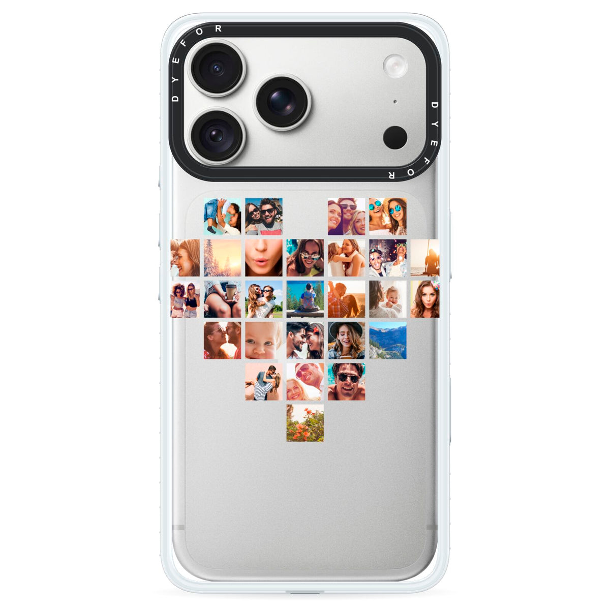 Large Heart Photo Montage Upload iPhone 18 Pro Black Impact Pre order Case on Silver phone