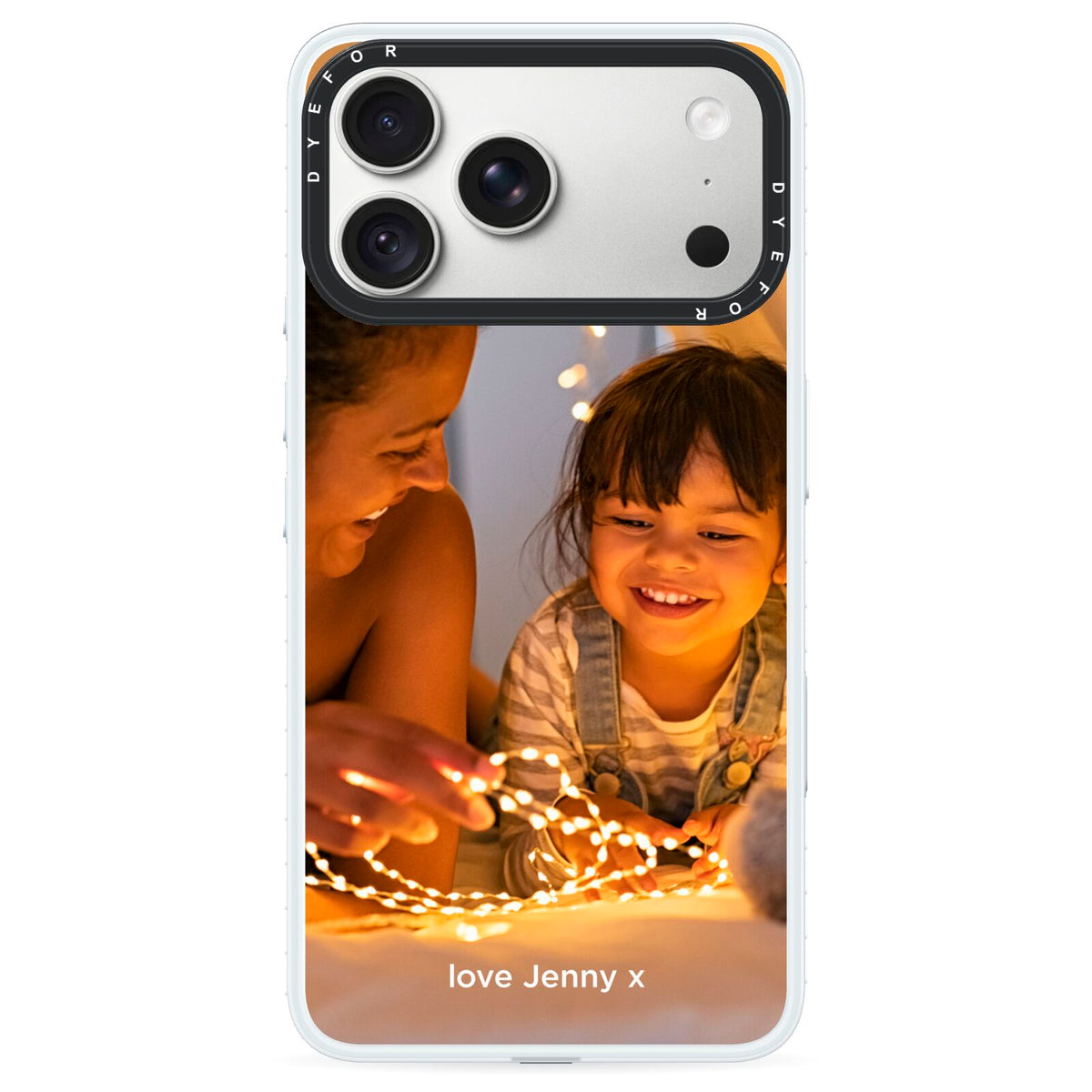 Large Mothers Day Photo with Name iPhone 18 Pro Black Impact Pre order Case on Silver phone