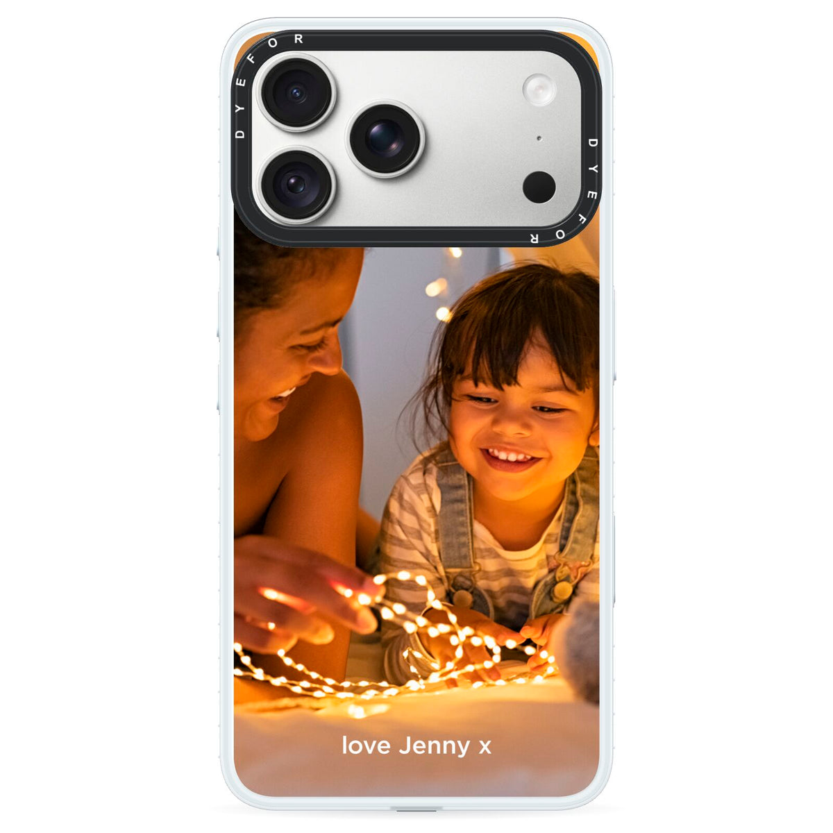 Large Mothers Day Photo with Name iPhone 18 Pro Max Black Impact Pre order Case on Silver phone