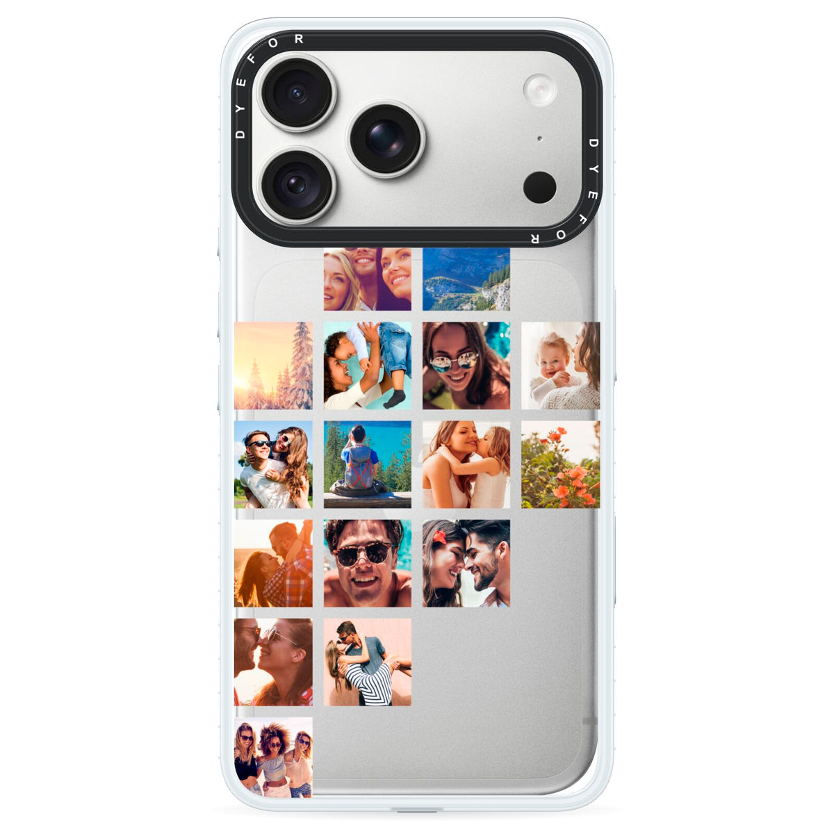Left Diagonal Photo Montage Upload iPhone 18 Pro Max Black Impact Pre order Case on Silver phone