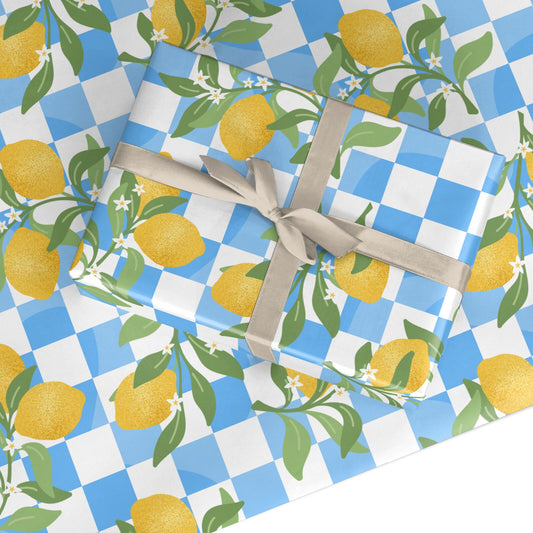 Lemon Grove Checkered Custom Wrapping Paper