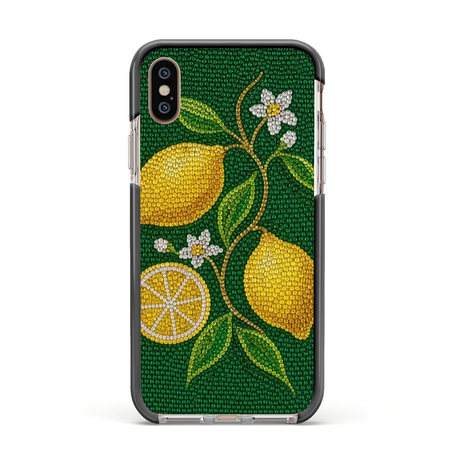 Lemon Lustre Apple iPhone Xs Impact Case Black Edge on Gold Phone