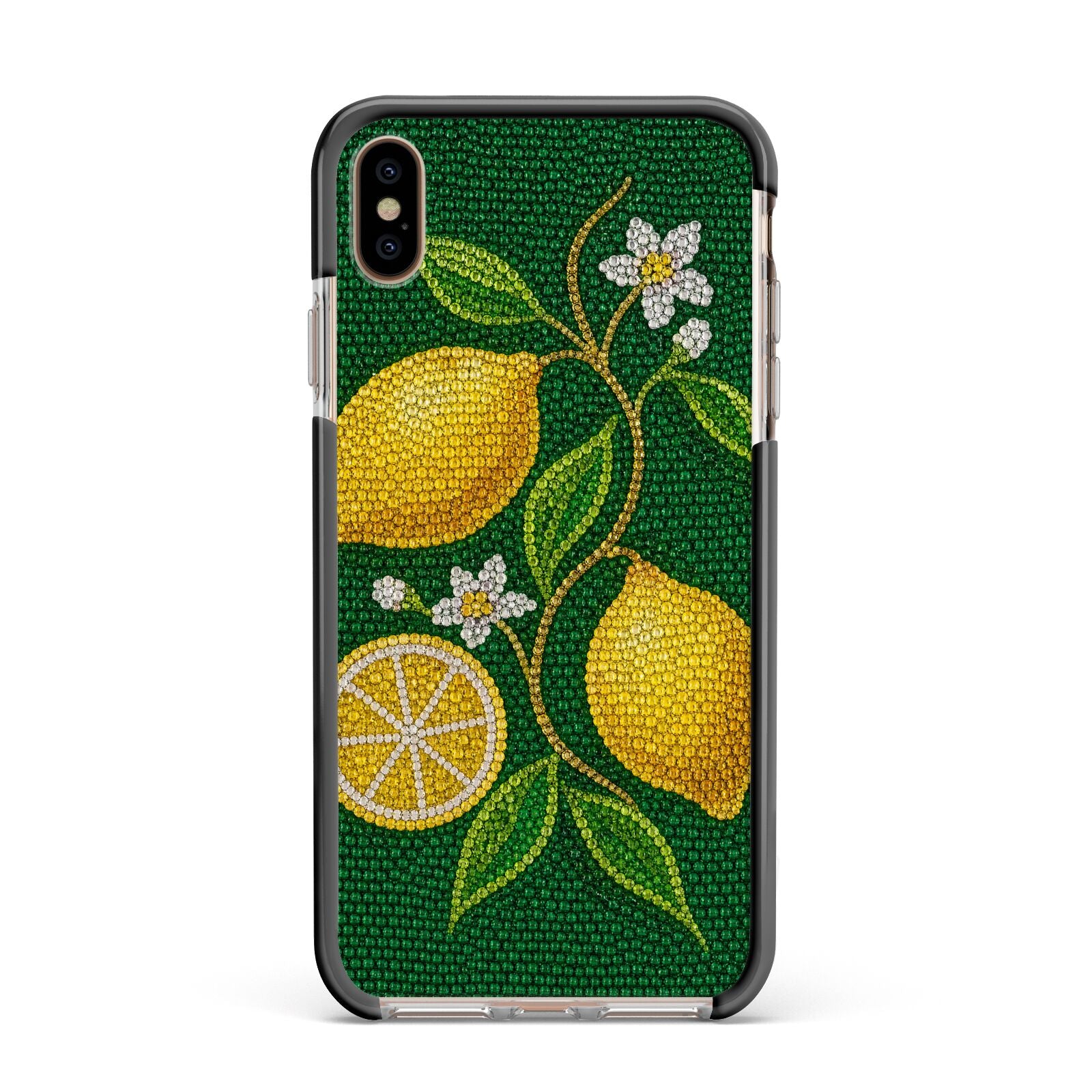 Lemon Lustre Apple iPhone Xs Max Impact Case Black Edge on Gold Phone