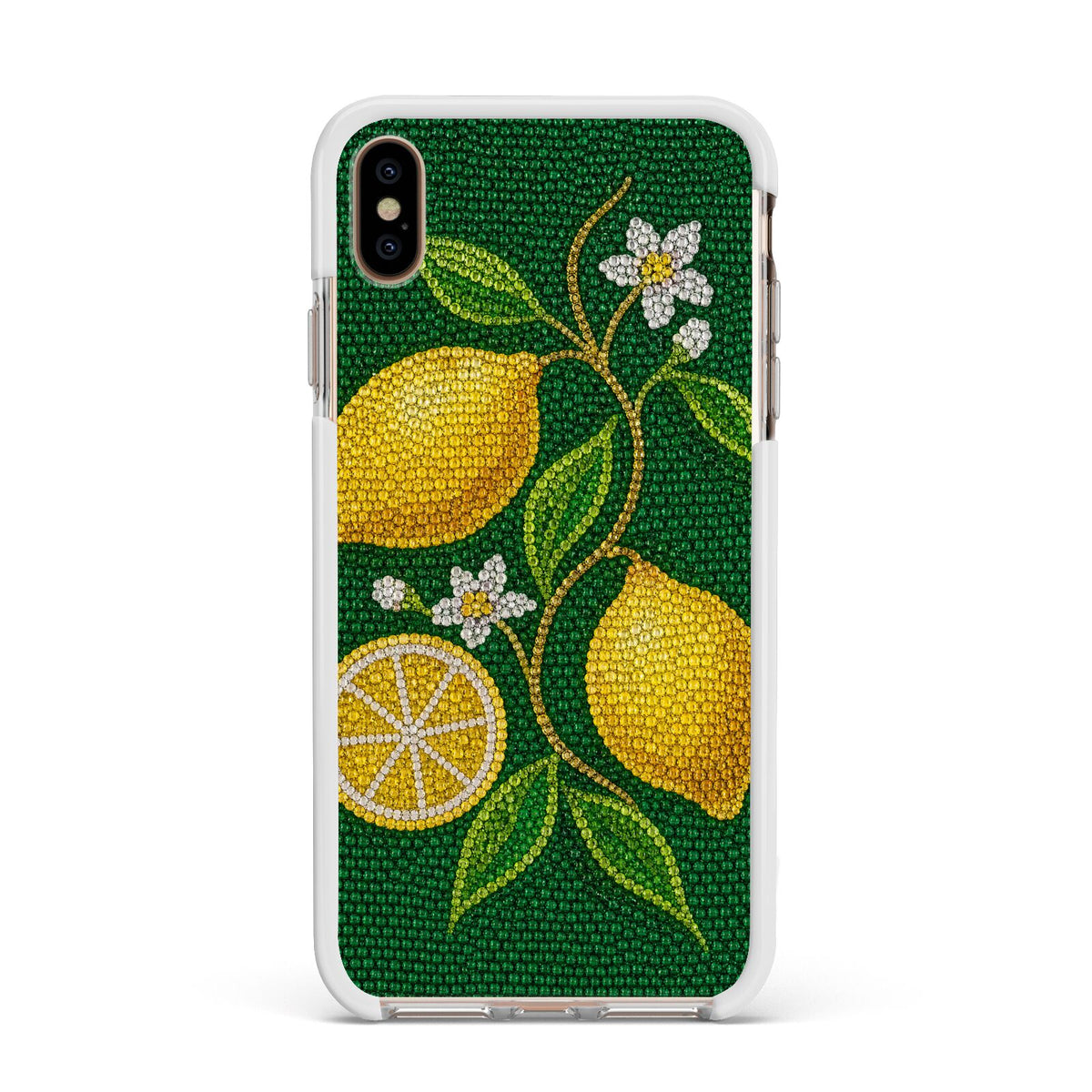 Lemon Lustre Apple iPhone Xs Max Impact Case White Edge on Gold Phone