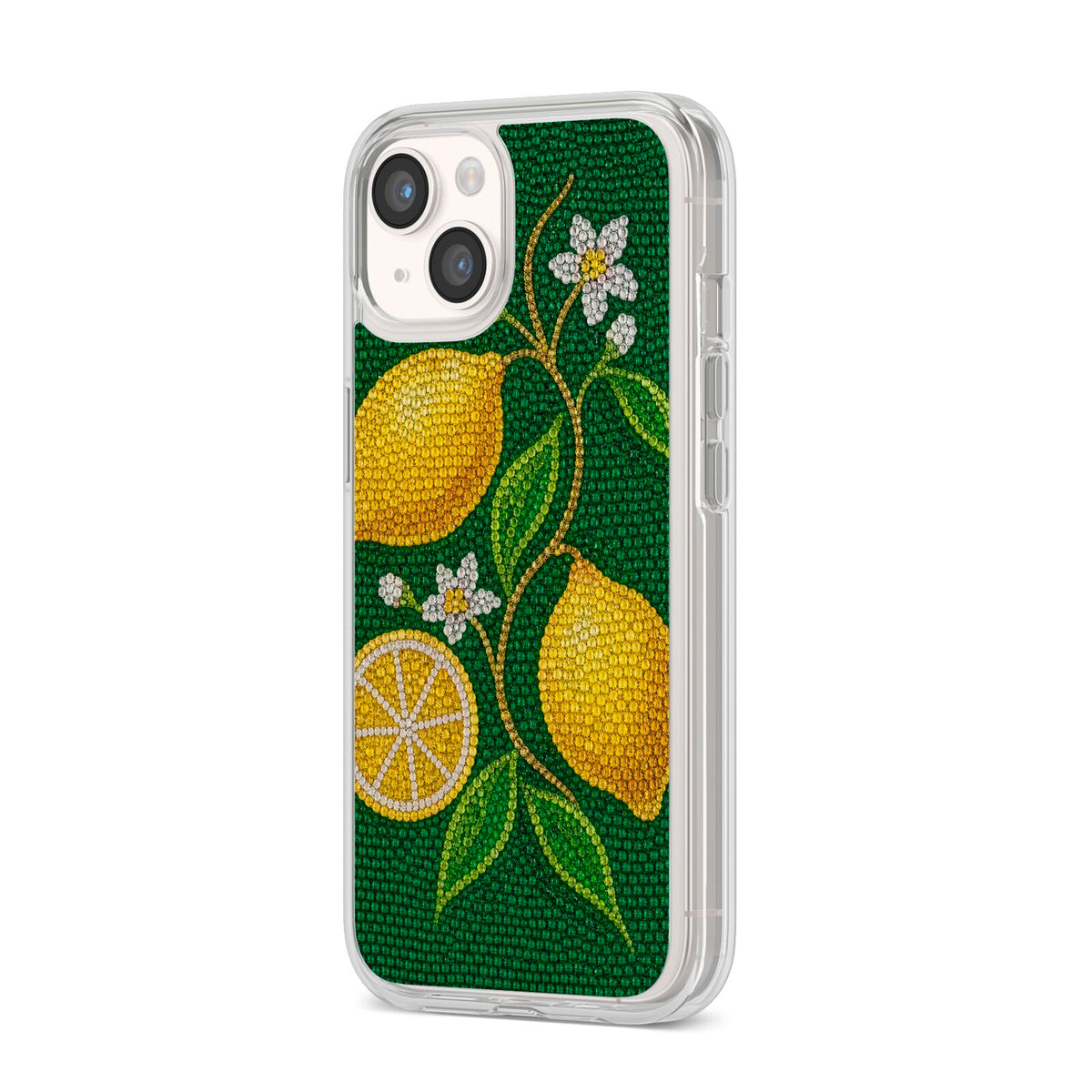 Lemon Lustre iPhone 14 Clear Tough Case Starlight Angled Image