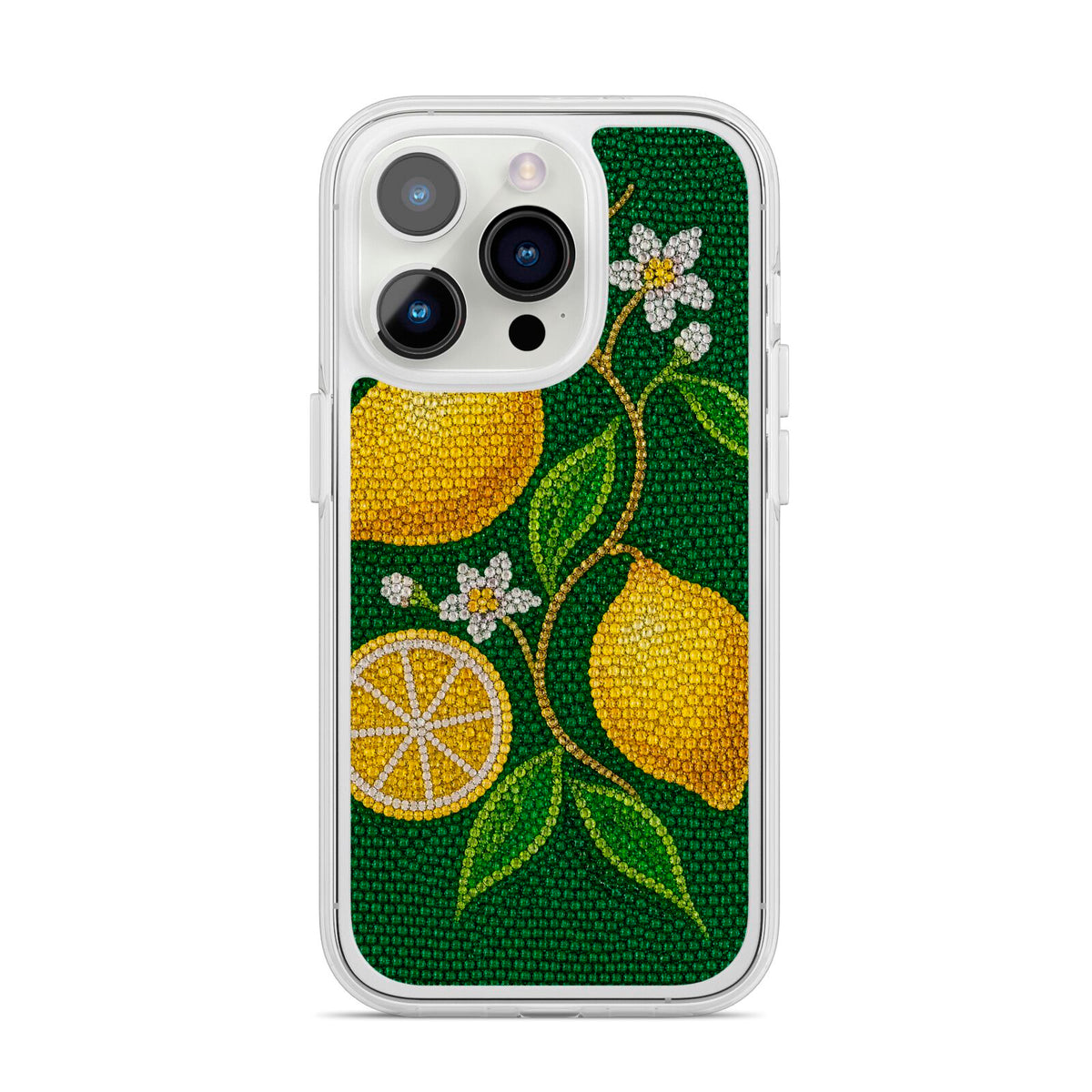 Lemon Lustre iPhone 14 Pro Clear Tough Case Silver