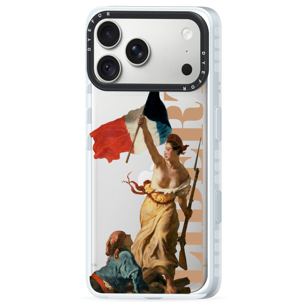 Liberty iPhone 18 Pro Black Impact Pre order Case Side Angle on Silver phone