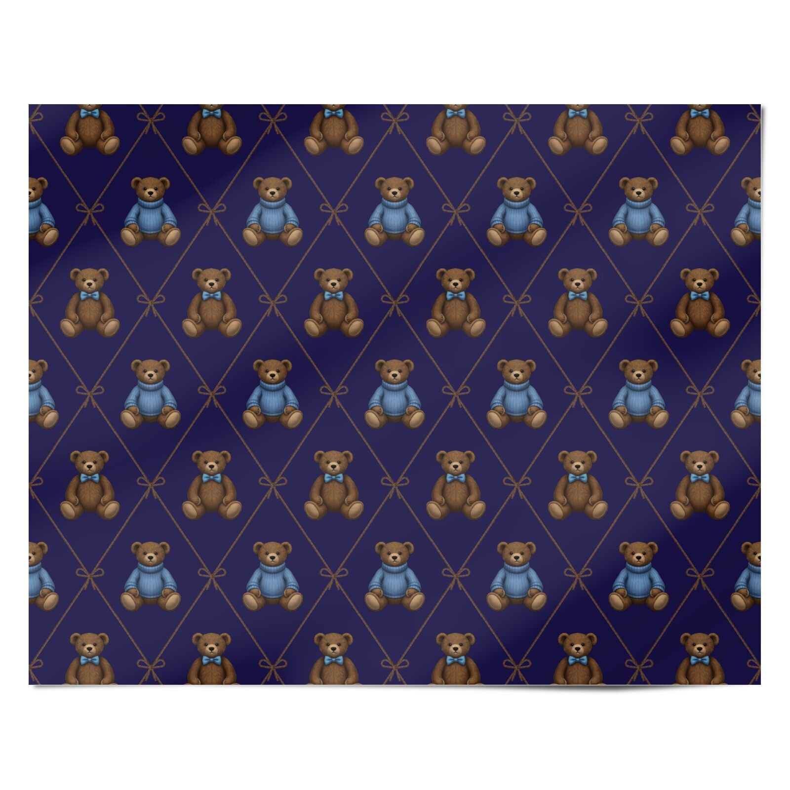 Little Blue Bear Personalised Wrapping Paper Alternative