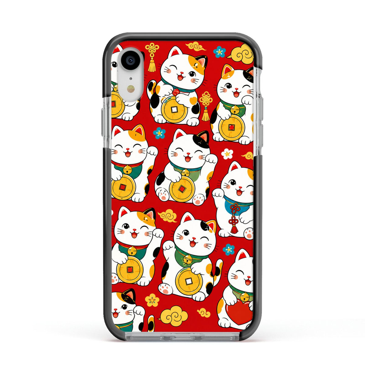 Little Fortunes Apple iPhone XR Impact Case Black Edge on Silver Phone