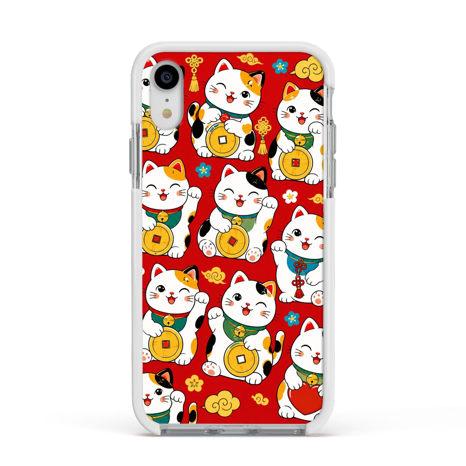Little Fortunes Apple iPhone XR Impact Case White Edge on Silver Phone