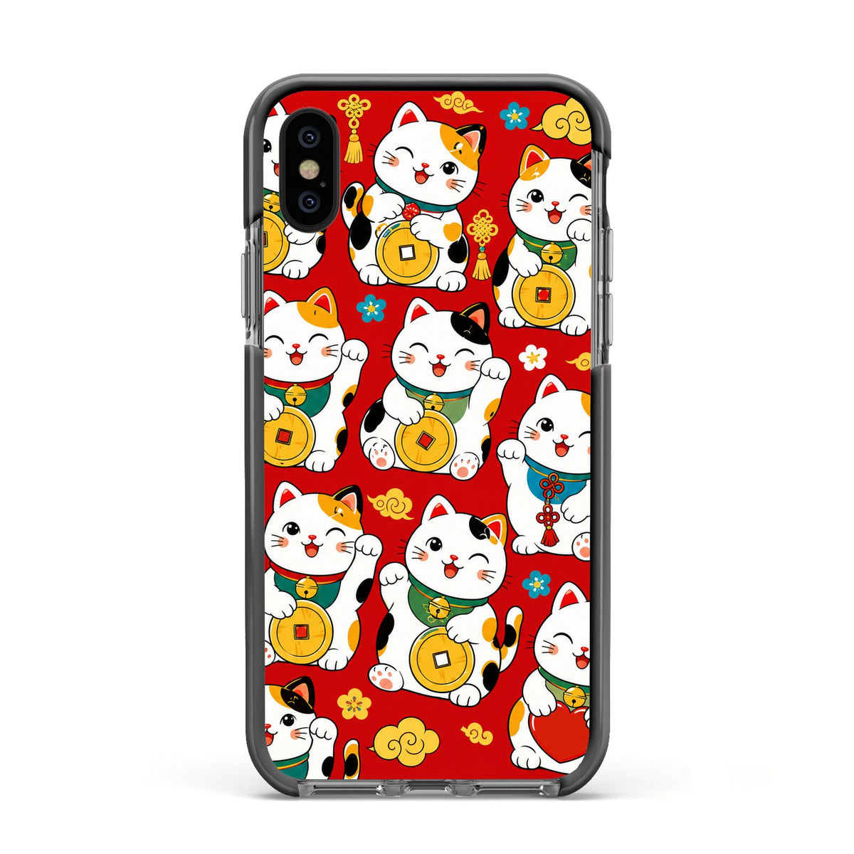 Little Fortunes Apple iPhone Xs Impact Case Black Edge on Black Phone