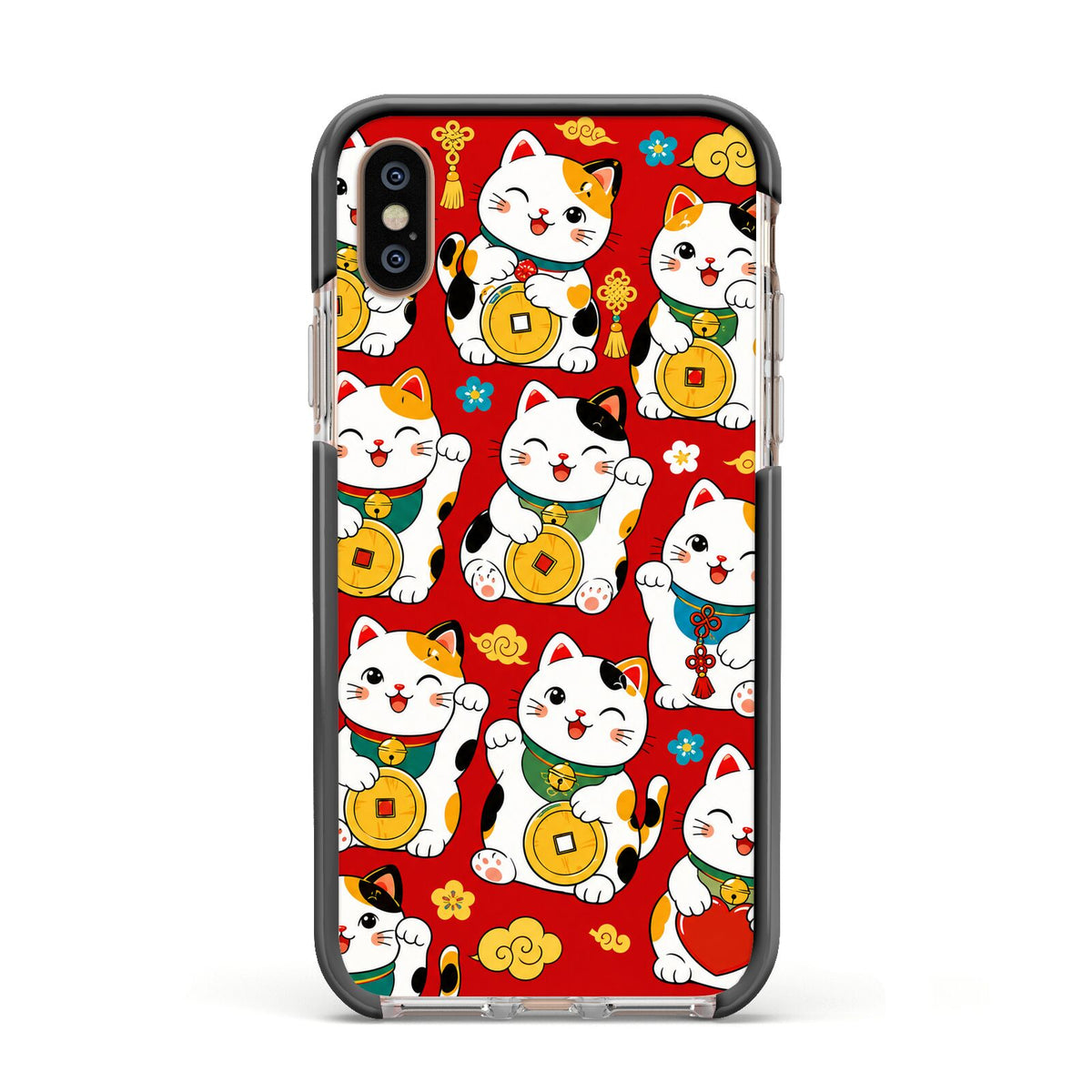 Little Fortunes Apple iPhone Xs Impact Case Black Edge on Gold Phone