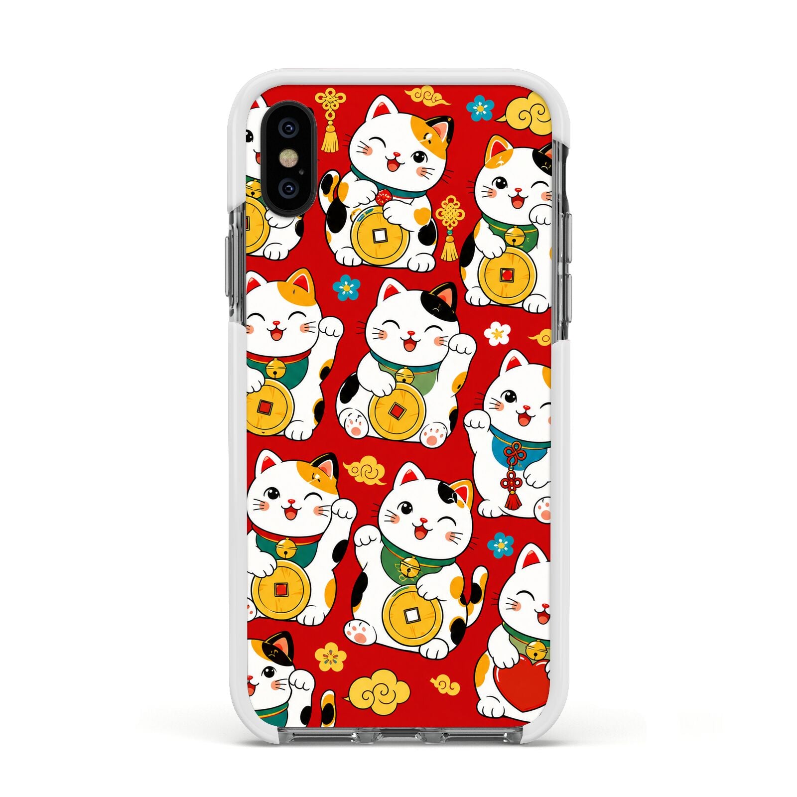 Little Fortunes Apple iPhone Xs Impact Case White Edge on Black Phone