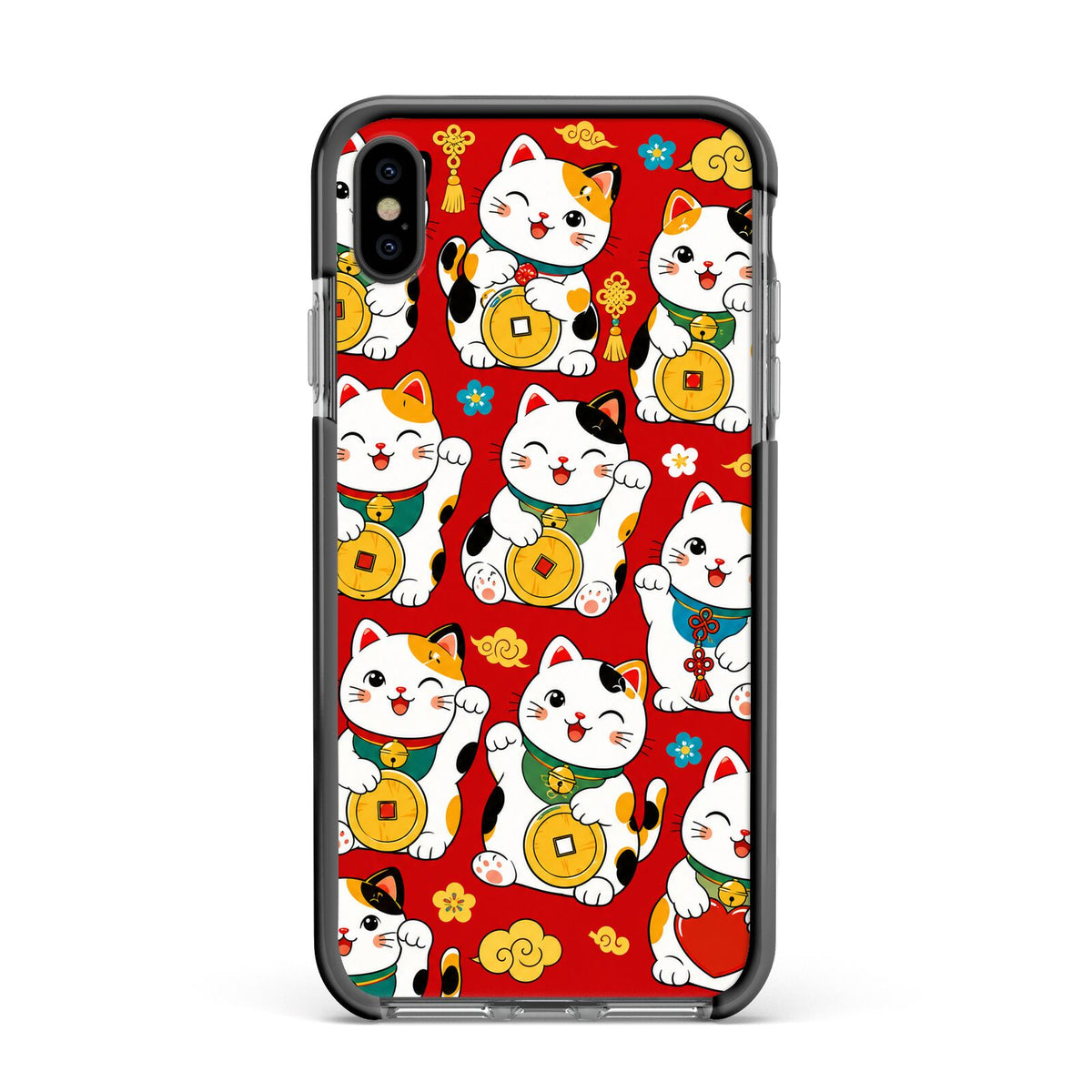 Little Fortunes Apple iPhone Xs Max Impact Case Black Edge on Black Phone
