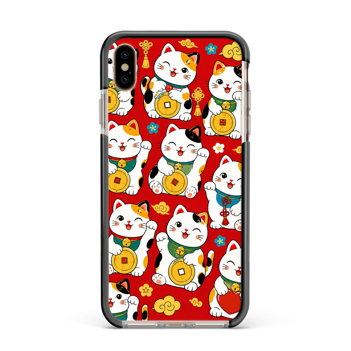 Little Fortunes Apple iPhone Xs Max Impact Case Black Edge on Gold Phone