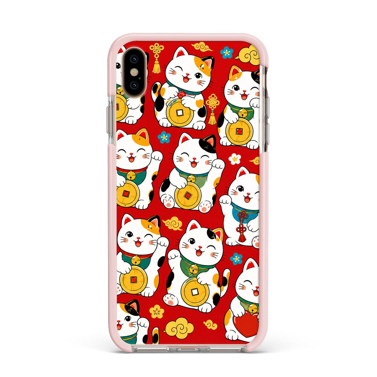 Little Fortunes Apple iPhone Xs Max Impact Case Pink Edge on Gold Phone