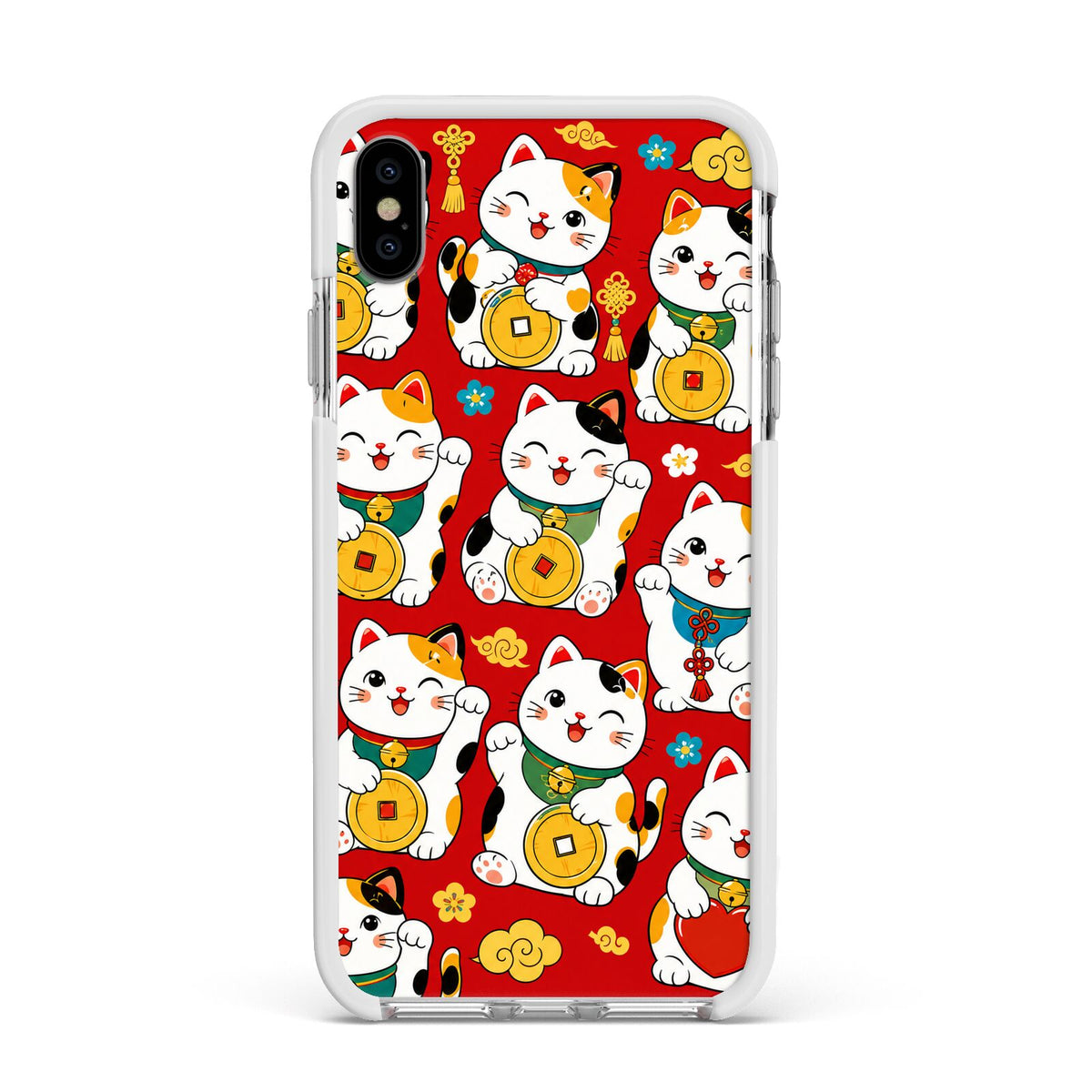Little Fortunes Apple iPhone Xs Max Impact Case White Edge on Silver Phone