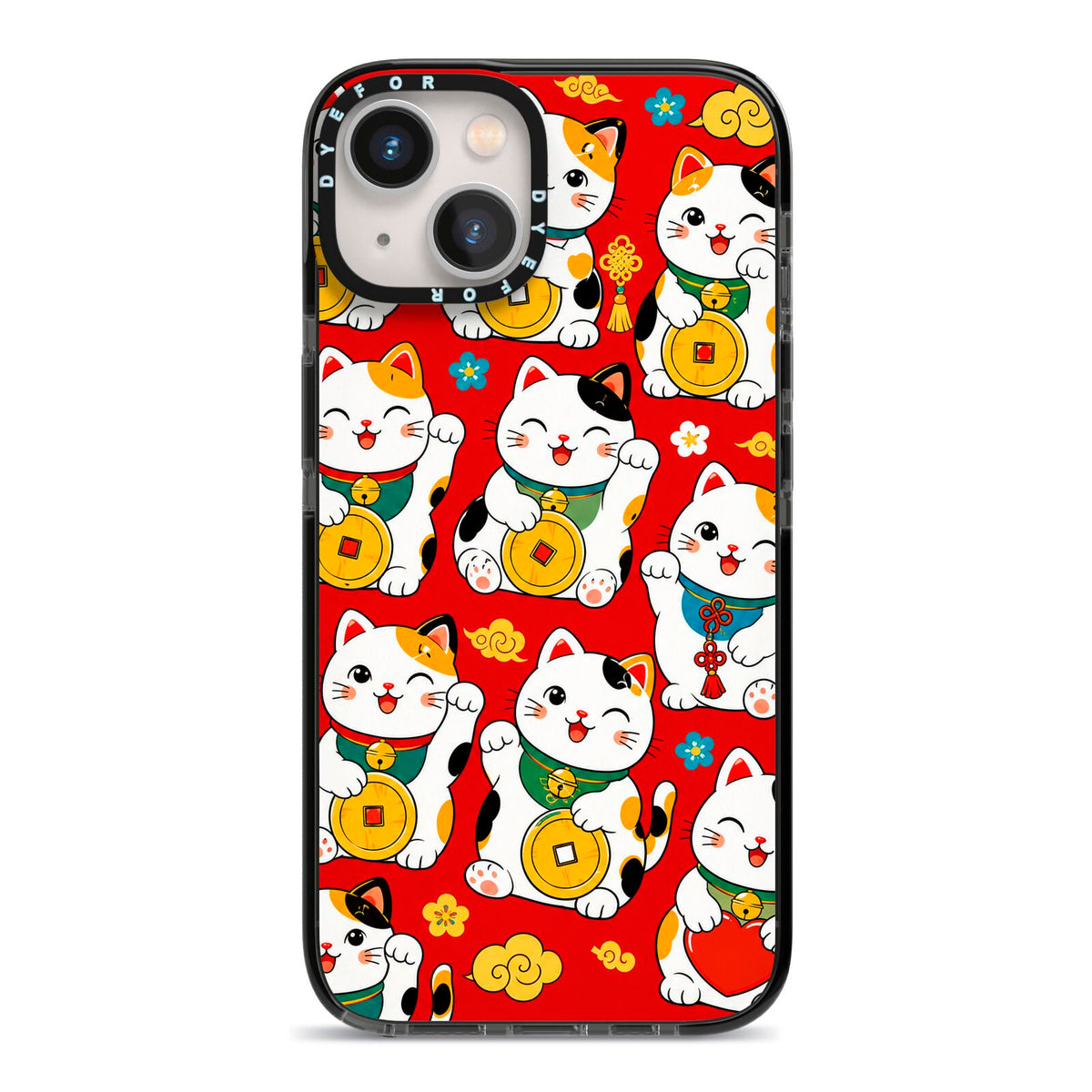 Little Fortunes iPhone 13 Black Impact Case on Silver phone