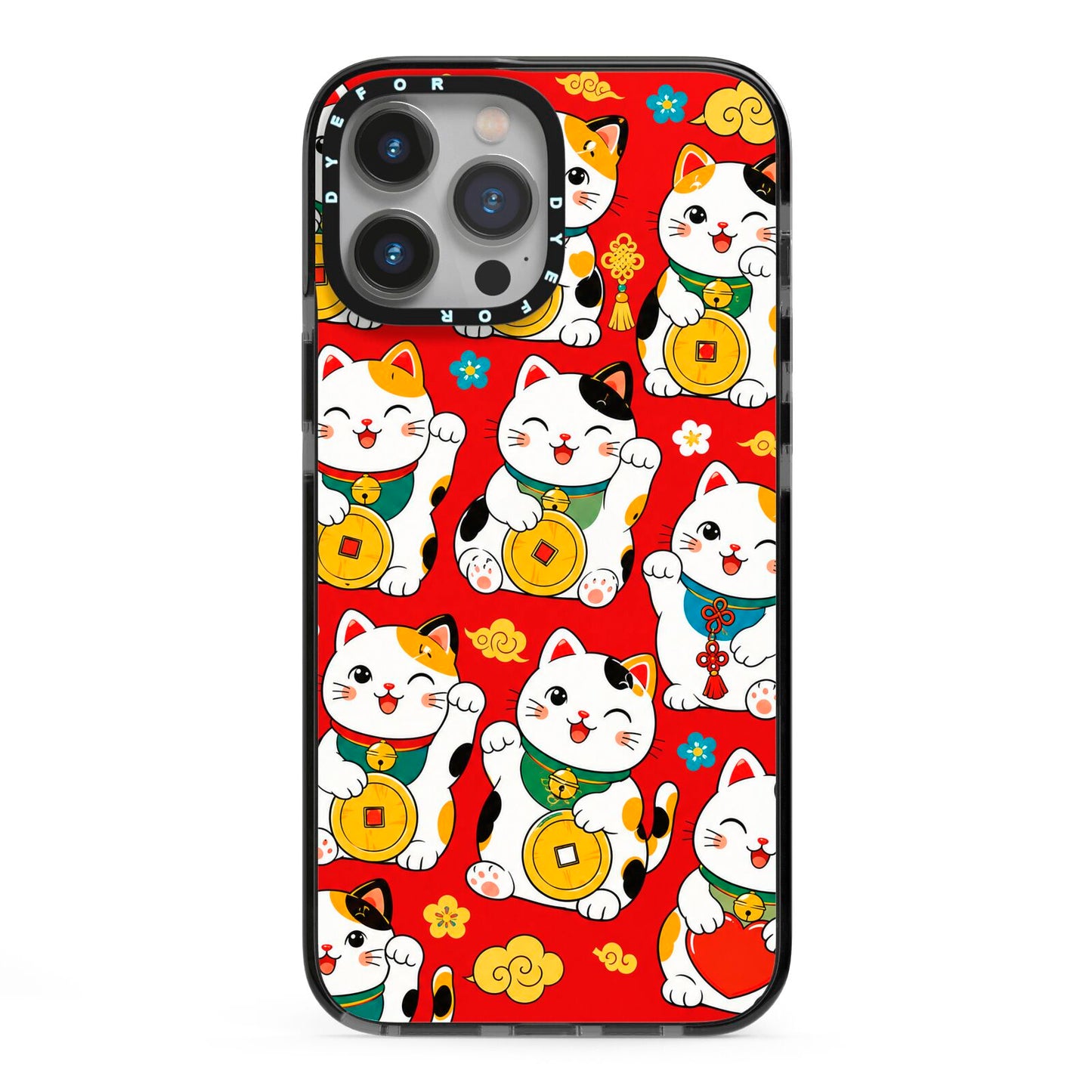 Little Fortunes iPhone 13 Pro Max Black Impact Case on Silver phone