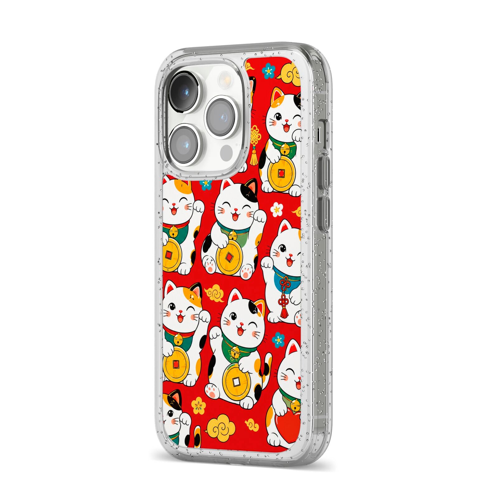 Little Fortunes iPhone 14 Pro Glitter Tough Case Silver Angled Image