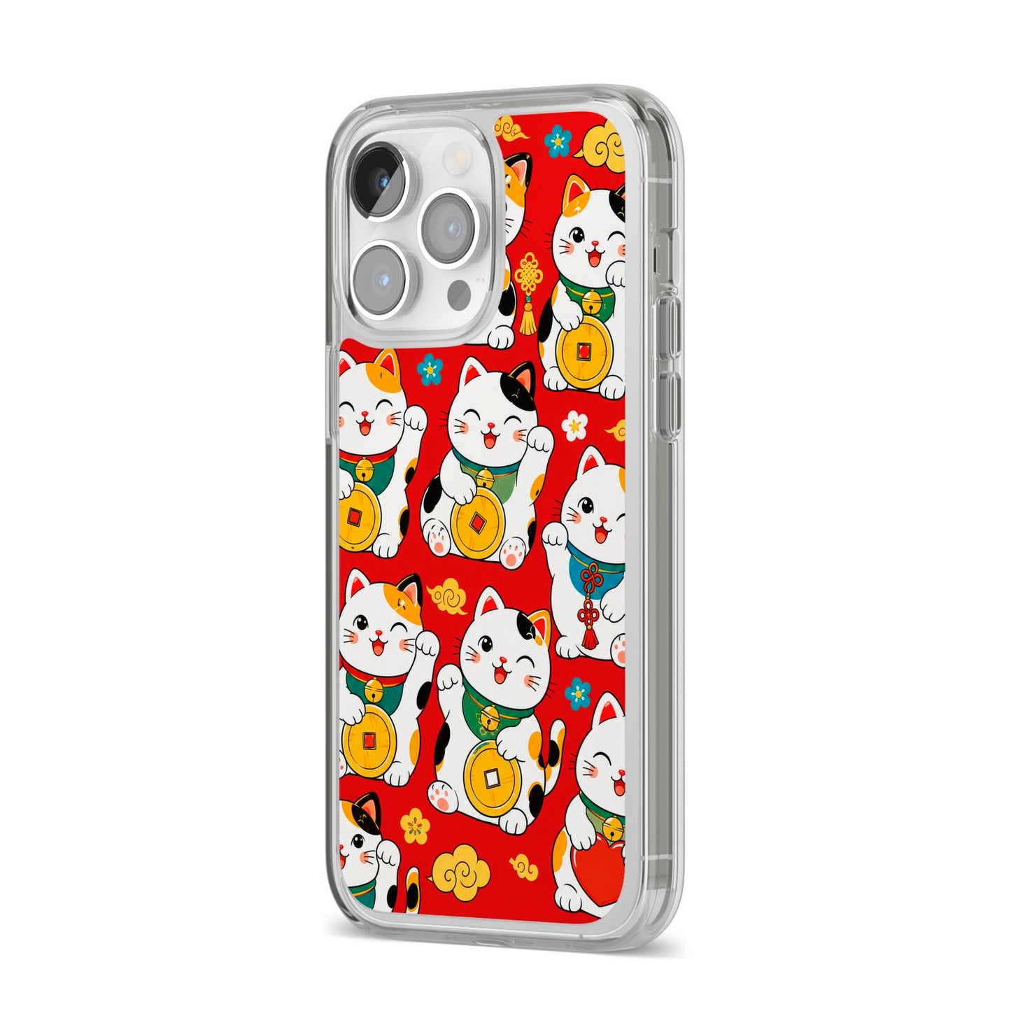 Little Fortunes iPhone 14 Pro Max Clear Tough Case Silver Angled Image