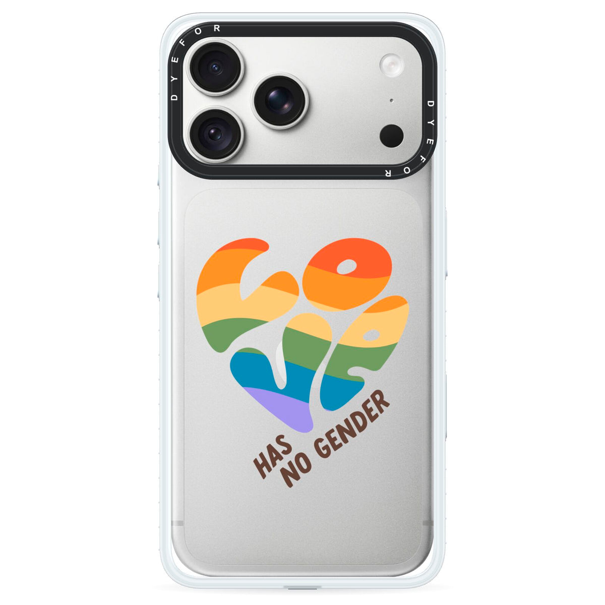 Love Has No Gender iPhone 18 Pro Max Black Impact Pre order Case on Silver phone