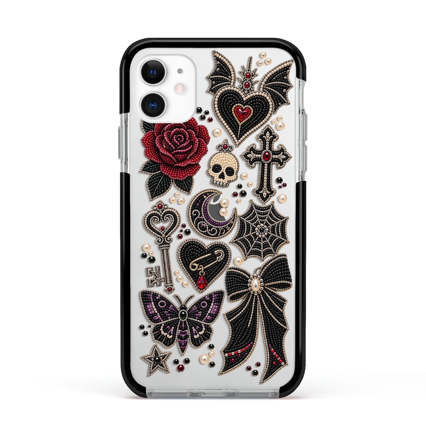 Love Thorns Charms Apple iPhone 11 in White with Black Impact Case