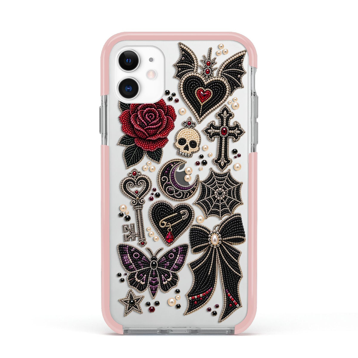 Love Thorns Charms Apple iPhone 11 in White with Pink Impact Case